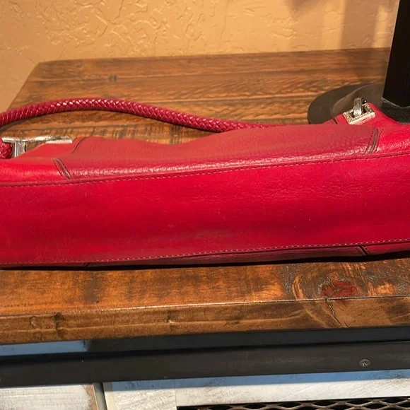 Brighton Vintage Red Leather Shoulder Bag with Matching Wallet EUC - Picture 8 of 12